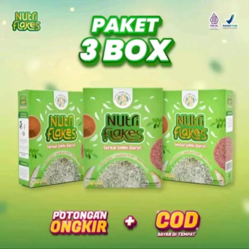 3 BOX NUTRIFLAKES Asli Original Minuman Serbuk Umbi Garut Bantu Atasi Permasalahan Lambung BPOM Bubuk