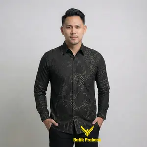 Kemeja Batik Prakasa 1074 Motif Majapahit Jayeng Slimfit Lengan Panjang Batik Solo Baju Katun Nyaman Pria