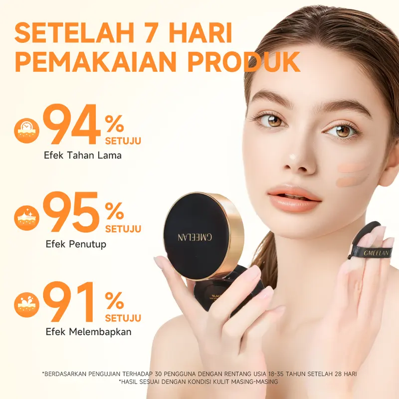 GMEELAN Black Truffle PCA Zinc Antioksidan Air Cushion 7g+10g High Coverage Cushion Dengan Kandungan Skincare Mencegah Kekusaman Dan Kulit Kering Sepanjang Concealer Foundation Wajah Extract Mencerahkan Lasting Compact Bedak Padat 2