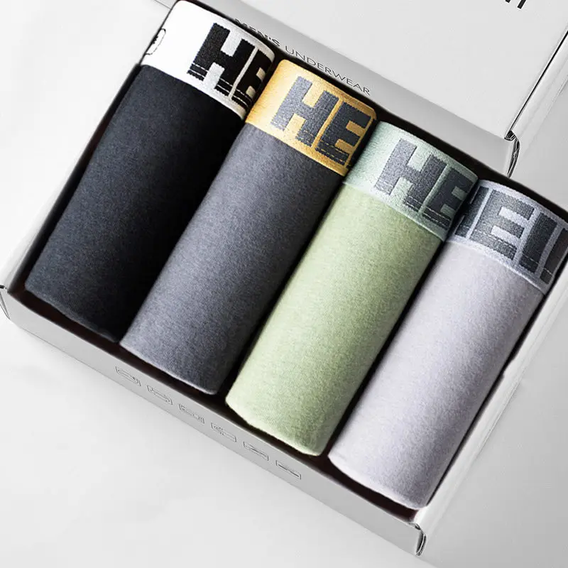 4pcs/lot Trendy Men's Boxers Graphene Underwear for Cool Man Trunks