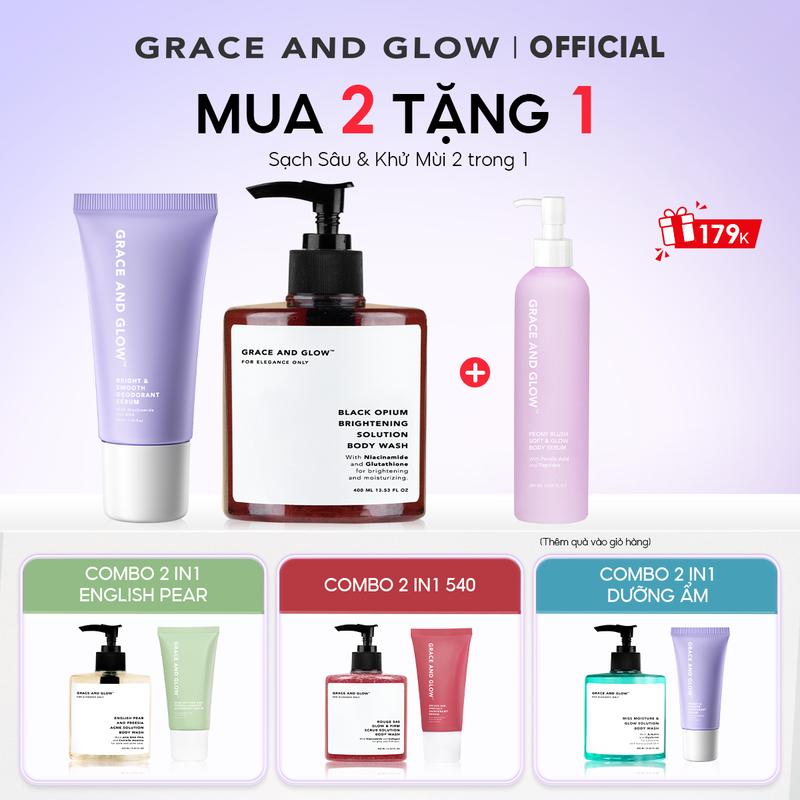  Combo Sữa tắm và Lăn khử mùi cho mọi loại da Grace and Glow 400ml + 50ml 