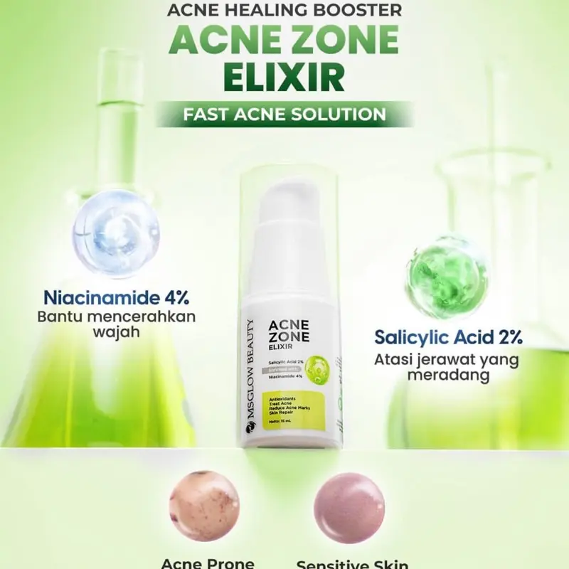 MS GLOW ELIXIR BOOSTER SERUM Maxi Royal, Dual Retiglow, Acne Zone Berjerawat Mencerahkan 4