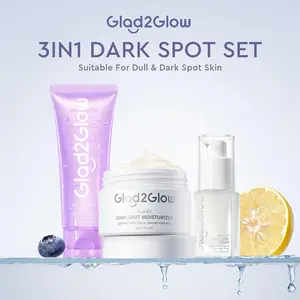 Glad2Glow 3in1 Dark Spot set - 3 PCS anti-darkspot brighten Paket- blueberry gel cleanser+377 dark spot serum+377 Moisturizer Glowing Brightening smooth renew acne pore Ceramide Kering Membersihkan Wajah Acid Mencerahkan