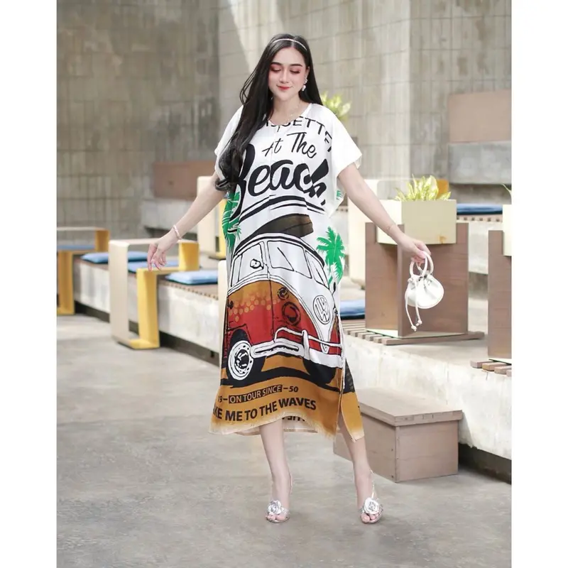Daster Lowo Jumbo Busui LD 130 Resleting Depan Motif Karakter Kartun Kekinian Home Dress Rayon Wanita Bumil 2