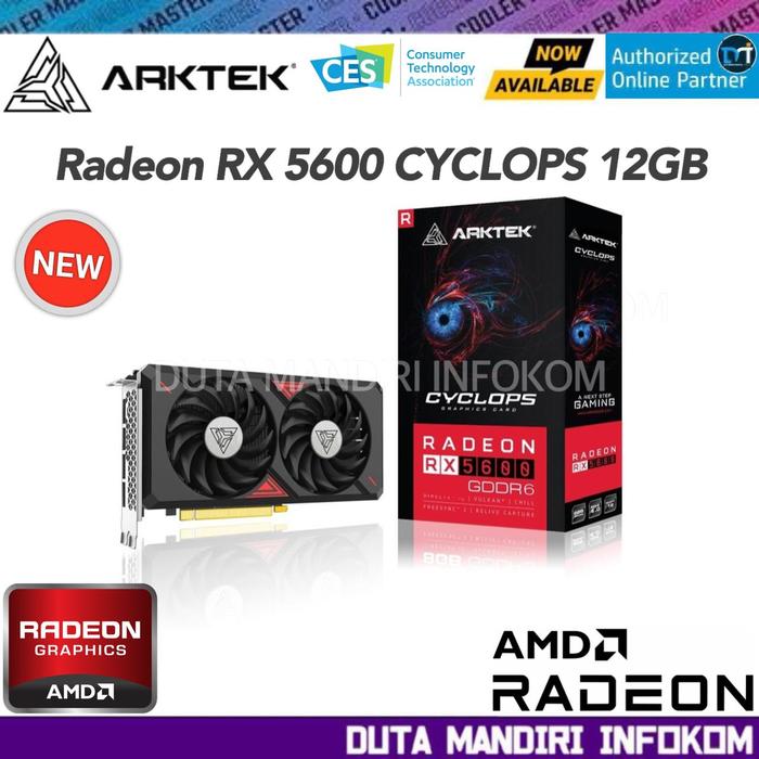 Gambar ARKTEK Radeon RX 5600 CYCLOPS 12GB GDDR6 192Bit PCIe 4.0 I Dual Fan dari Duta Mandiri Infokom Kota Administrasi Jakarta Pusat Tokopedia