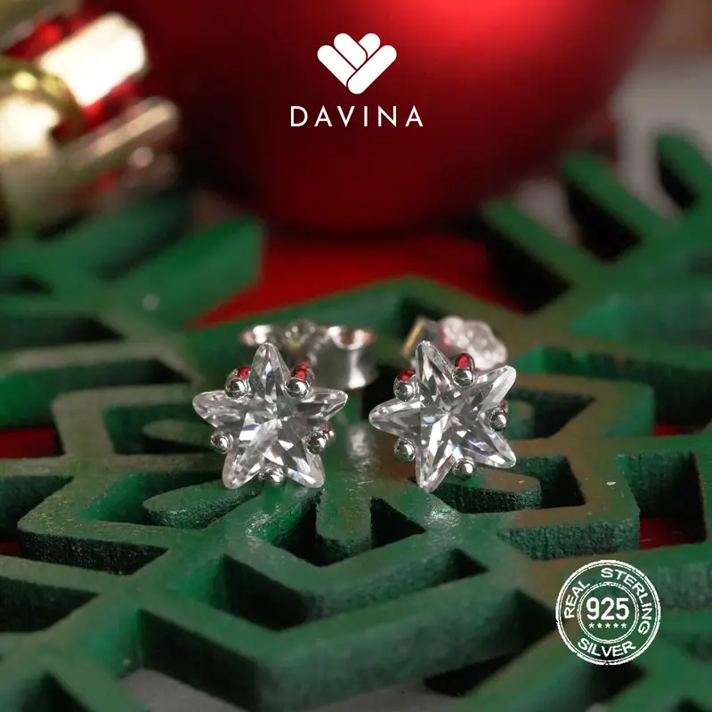 DAVINA Ladies Seila Earrings Sterling Silver 925 - Anting Wanita Perak S925 Tusuk Bintang 3