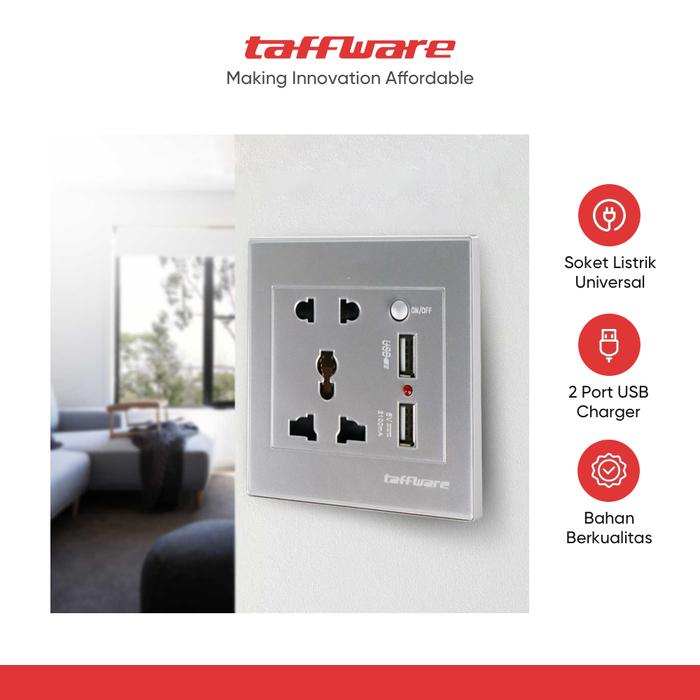 Gambar Taffware Stop Kontak Universal UK EU US 2 Port USB w/ On Off Switch - Putih dari Taffware Official Store Kota Administrasi Jakarta Barat Tokopedia