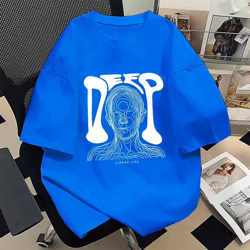 【100% Katun 20s】Daybreak fashion T-shirt Baju Kaos Oversize Cowok Putih Lengan Pendek Dewasa Distro Keren Premium Korean Style Round Neck N0060 Portrait print Pria Oblong Polos Hitam Combed Atasan Simple Fit 1
