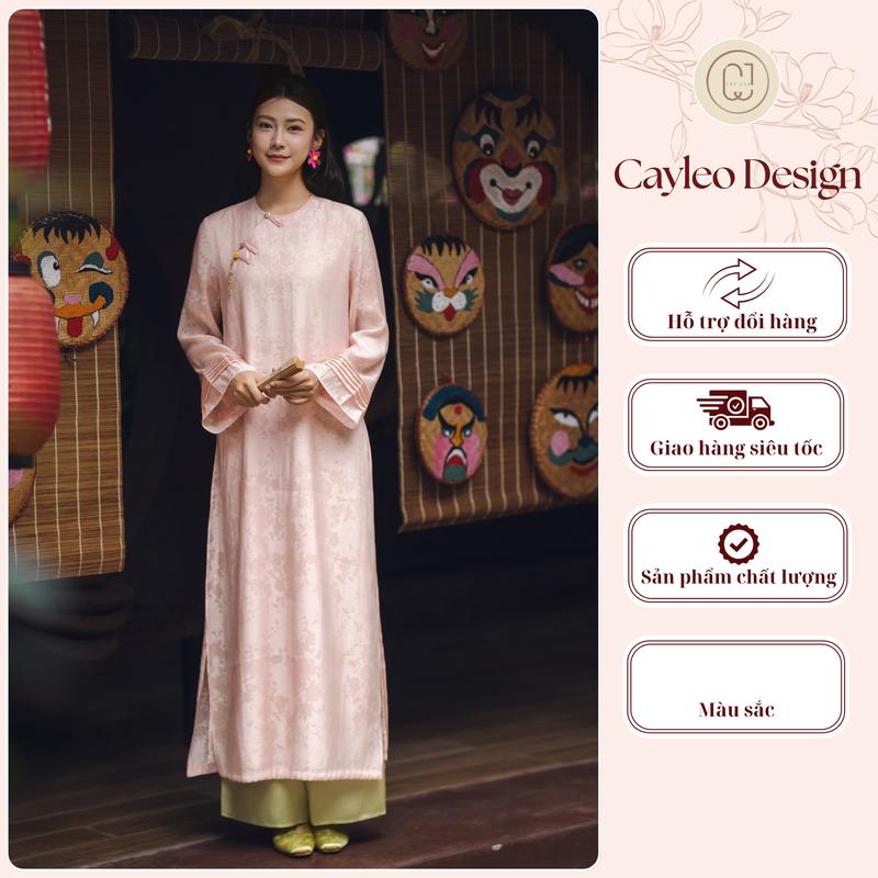   KOL x Cayleo Design  Áo dài nữ cách tân Thanh Anh Cayleo Design dài tay dáng suông đính ngọc áo dai ăn hỏi áo dài truyền thống áo dài trung thu - AD03-04S 
