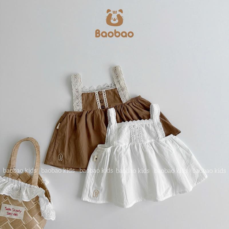 [BAOBAO- HÀNG SẴN] ÁO 2 DÂY REN ĐIỆU ĐÀ DÁNG BABYDOLL VINTAGE CHO BÉ GÁI -M517