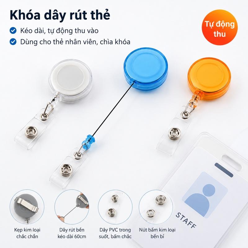 Khóa kéo dễ dàng, thẻ tên, thẻ ID, móc khóa in epoxy, thẻ có thể thu gọn, dễ mang theo.