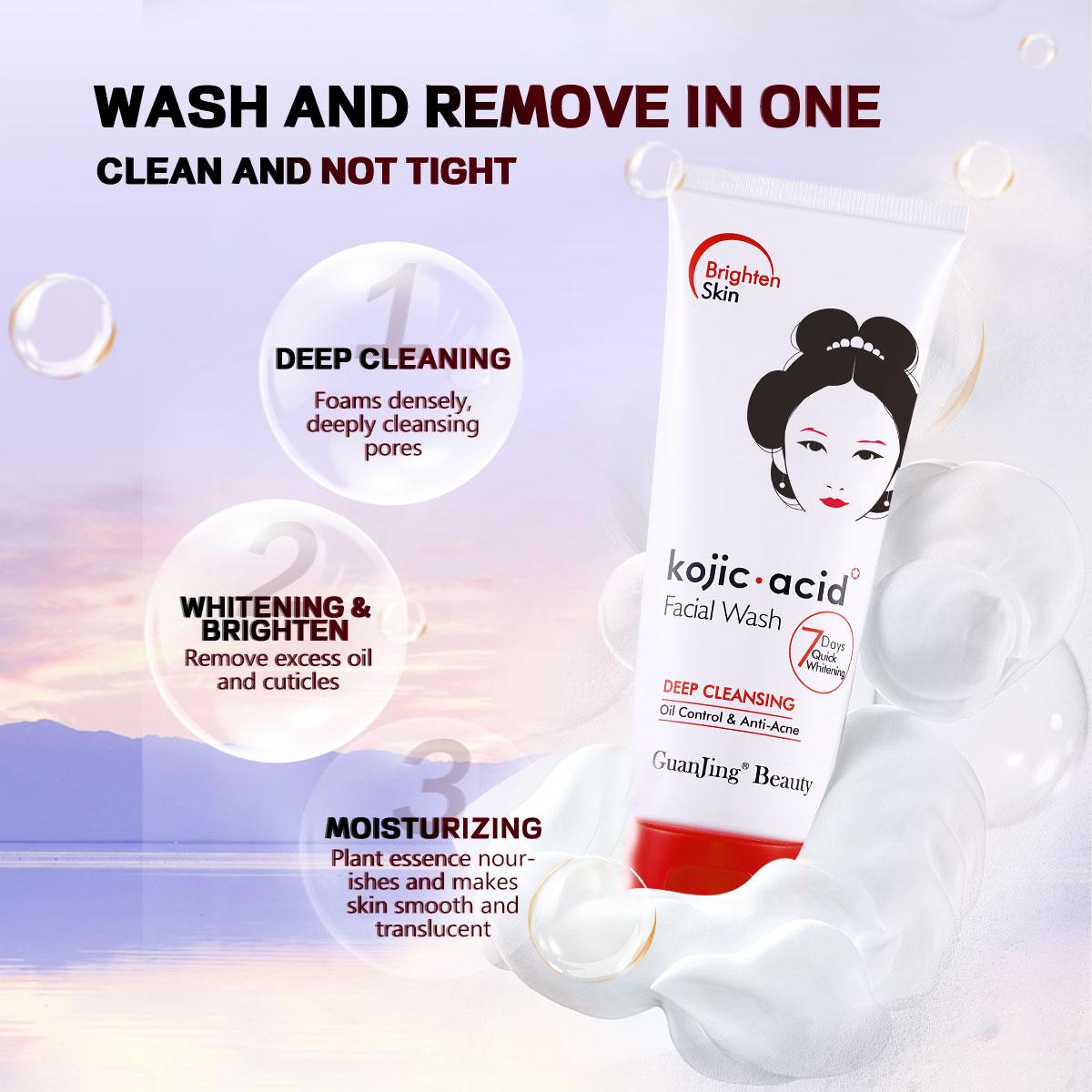 【Bpom】BUY 2 GET 1 Kojic Acid Facial Wash Anti Acne Cleanser 100gr   Wajah and refreshedskin Membersihkan Mencerahkan Perawatan Zaitun Kosmetik Hitam face wash sabun  wajah Komedo Kusam Niacinamide Pencerah Memutihkan