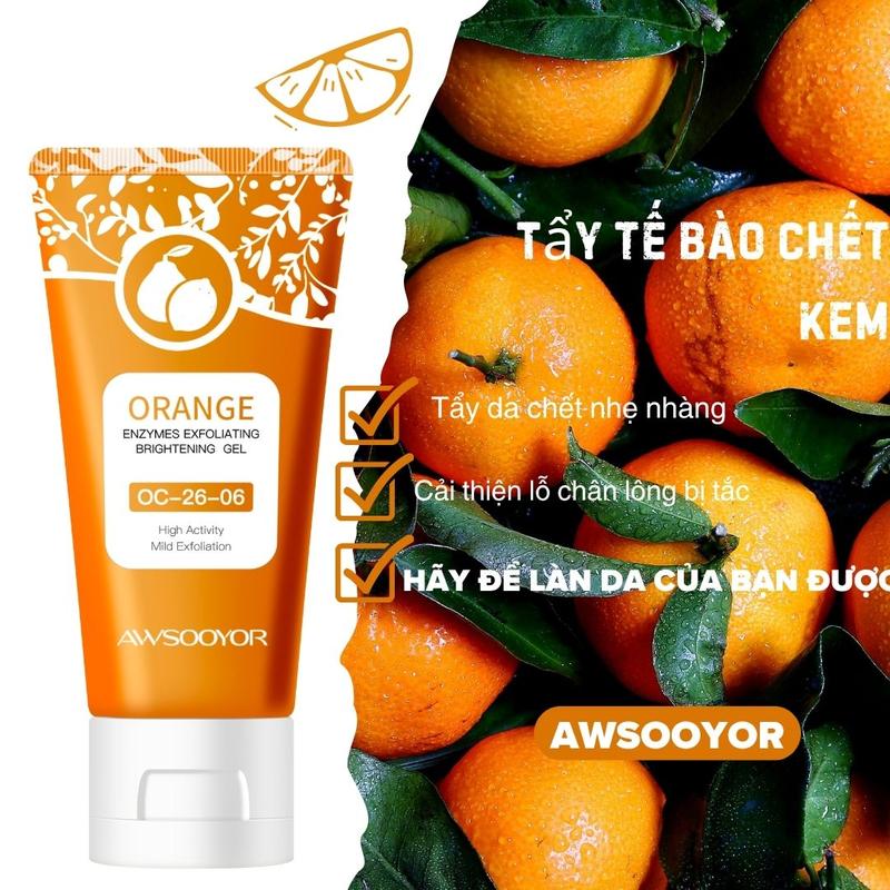  AWSOOYOR ORANGE EXFOLIATING GEL TẨY TẾ BÀO CHẾT Phù hợp với mọi loại da gel  tẩy  tế  bào  chết  da  mặt  dầu  mụn Gel Tẩy Da 