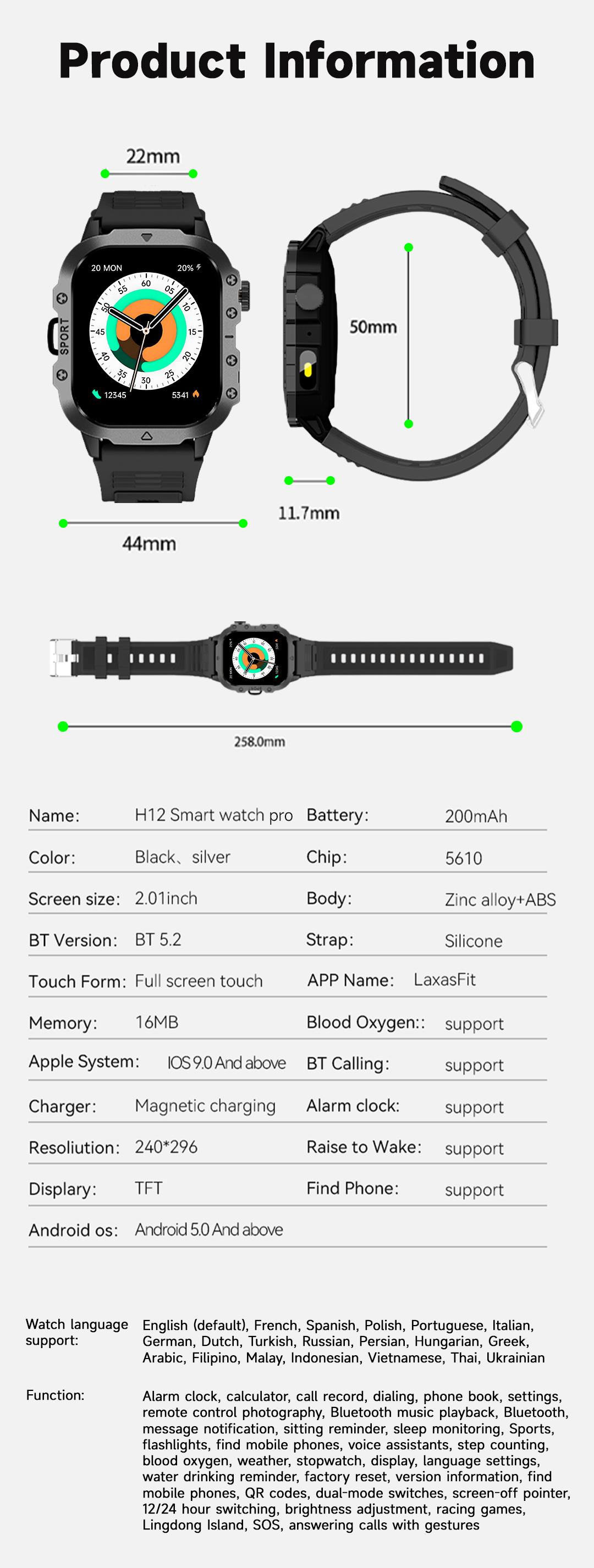 【24H ship】 SKMEI H12 Smart Watch Baru | Bingkai Zinc Alloy | Kecepatan Lari | Layar IPS 2.01 Inci | Panggilan Bluetooth | Wallpaper Kustom | Pengawasan Kesehatan Jam Tangan Pintar