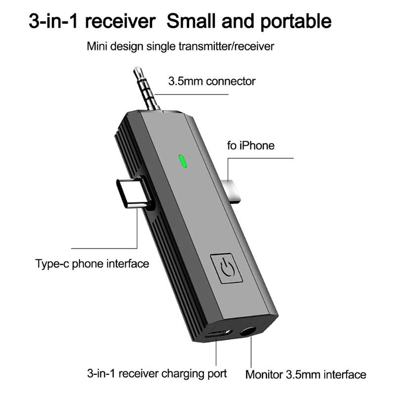 ⚡COD sent out within 24 hours High quality 3 In 1 Plug play Wireless Lavalier Microphone,Intelligent Noise-Reducing No delay Mic For iOS Type-C 3.5mm Jack Compatible with multiple devices 9