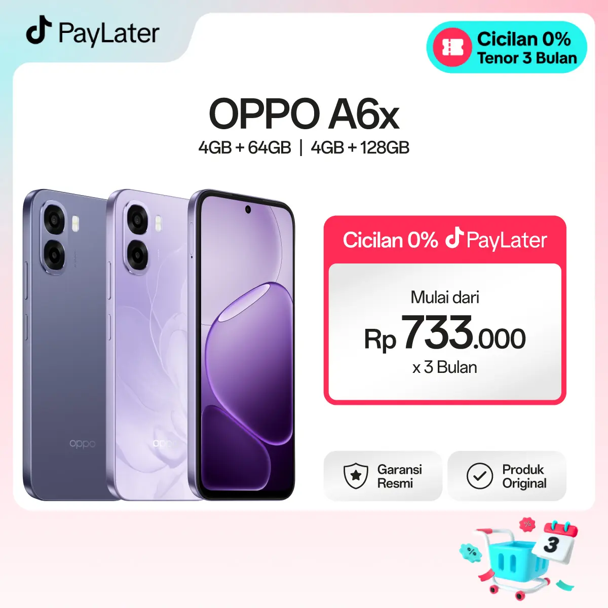 OPPO A6x 4GB/64GB & 4GB/128GB Smartphone [Snapdragon 685 4G, Layar Ultra Cerah 120Hz, Baterai 6500mAh]