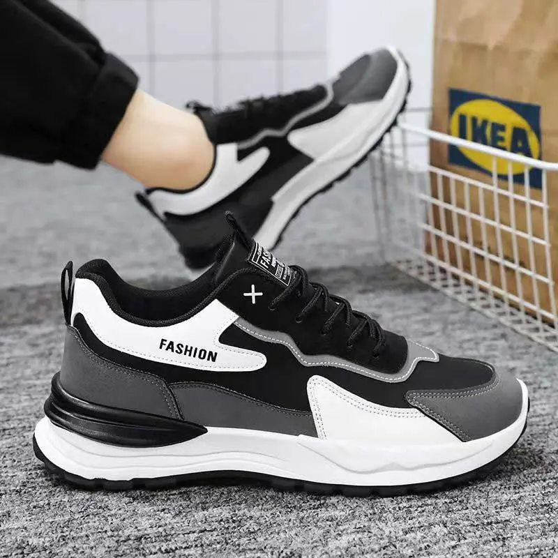 Zapatillas de tenis nuevas para hombre, calzado informal con estilo, zapatillas de running con cordones cómodas y versátiles, suela suave y antideslizante, adecuadas para diversas ocasiones informales. - Foto 9