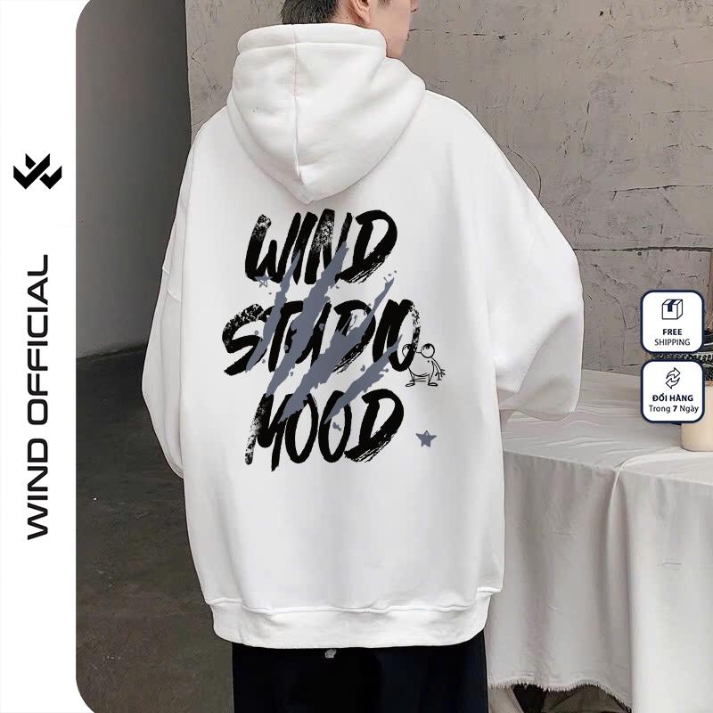 Áo hoodie unisex form rộng WIND Clothing WIND MOOD hoodie nút bấm thời trang nam nữ nỉ bông oversize Menswear Dài Tay Tay Dài 