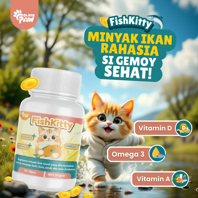 Golden Paw - FishKitty Minyak Ikan Premium Anabul Nutrisi Lezat untuk Bulu dan Imunitas 0