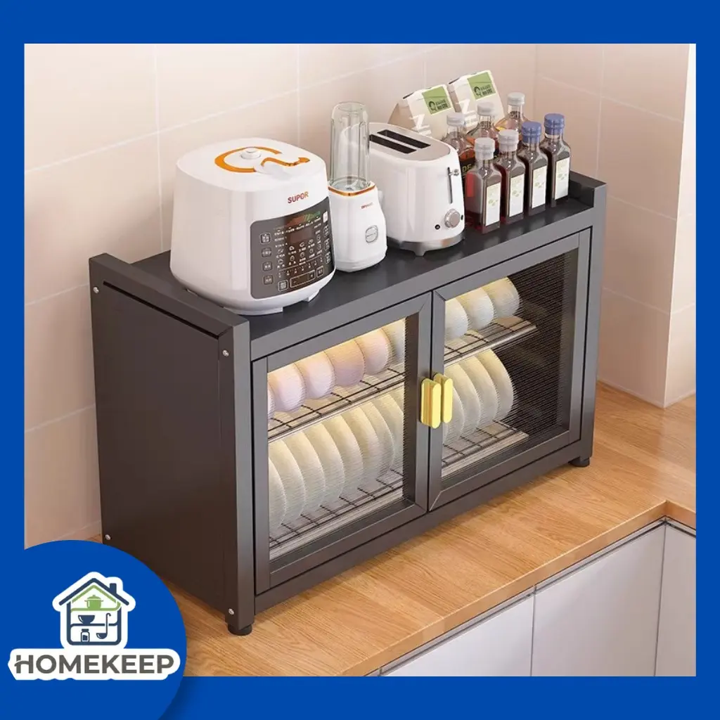 HOMEKEEP Rak Piring Stainless Tertutup – Pengering Piring Modern untuk Dapur Rapi & Higienis