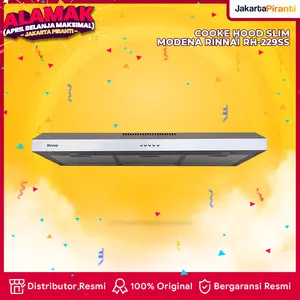 Rinnai Cooker Hood Slim Hood Penghisap Penyedot Asap Kompor Dapur RH-229SS Stainless Steel dengan Double Exhaust System dan 2 Charcoal Filter