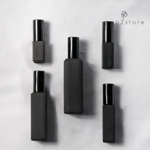 Botol Spray Kaca Kotak HITAM DOFF / Matte Parfum Isi Ulang Vial Travel Size