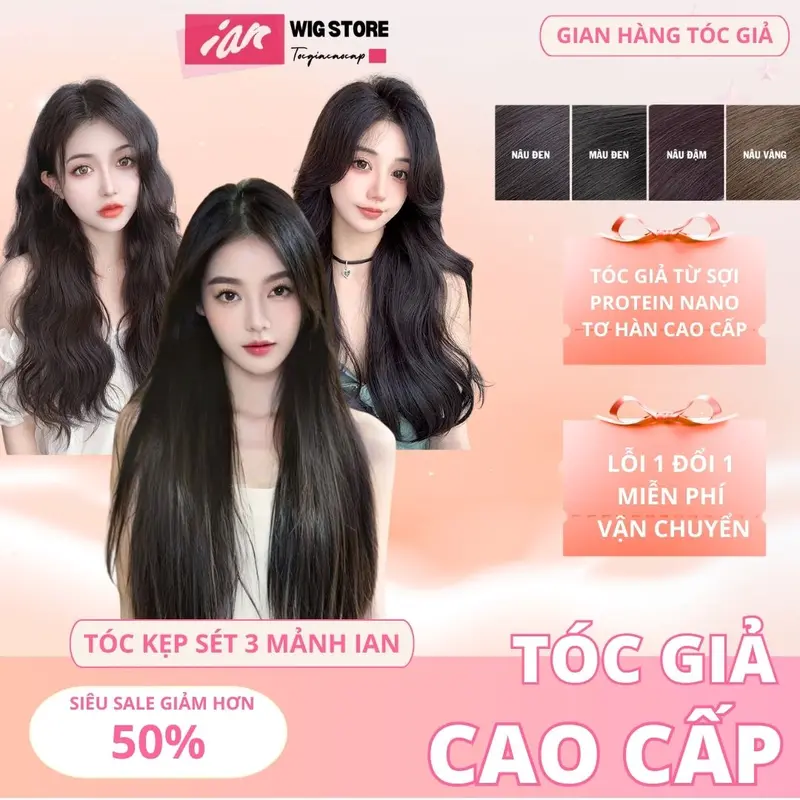 Sét tóc 3 mảnh kẹp thẳng cao cấp, dệt từ tơ hàn quốc hiện đại Women 0