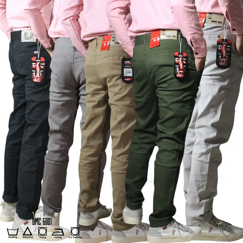 DMC-6001 celana Chino panjang pria celana Chino skinny pants celana pria celana panjang celana Chinos panjang pria celana Chino hitam celana Katun Muda Nyaman Pensil 0