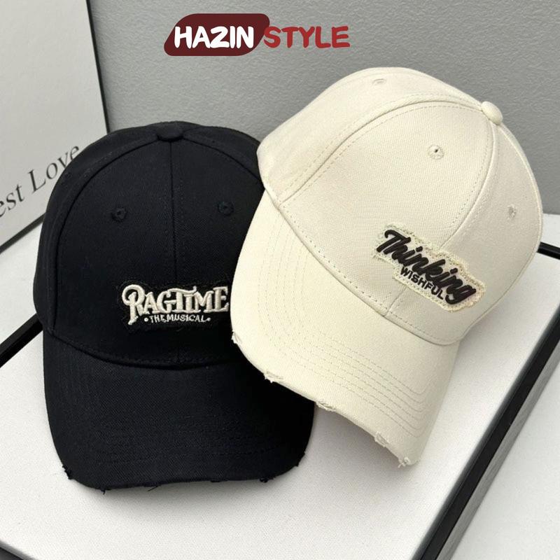 Mũ Lưỡi Trai HAZIN Thêu Chữ Thinking Phối Rách , Nón Kết Thời Trang Nam Nữ Unisex Form Cứng Chất Vải Kaki Cao Cấp Phong Cách Hàn Quốc Đi Học Đi Chơi Cool Ngầu Cá Tính HAM309
