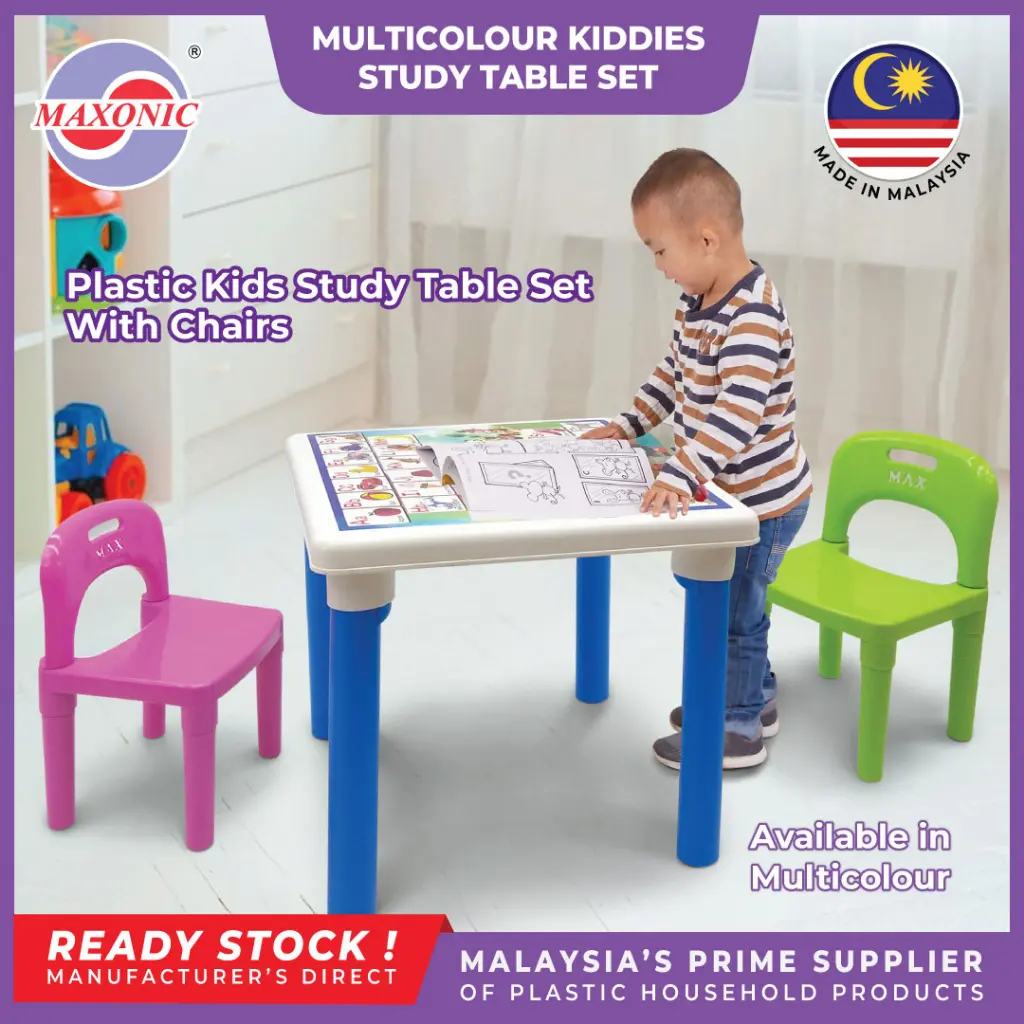 MAXONIC KIDS STUDY TABLE & CHAIR SET | MEJA BELAJAR KANAK-KANAK | KID LEARNING DESK | MEJA TADIKA ABC | ALPHABET TABLE