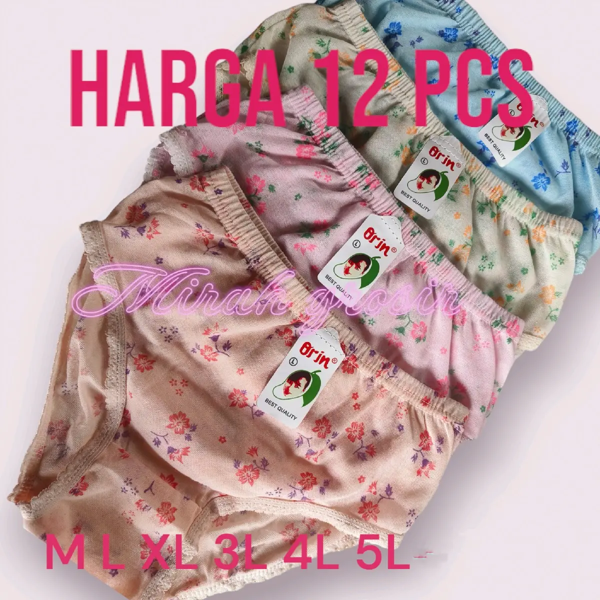 Celana Dalam Wanita Orin Motif Bunga Halus - Katun Murah Cewek Nyaman  Pendek