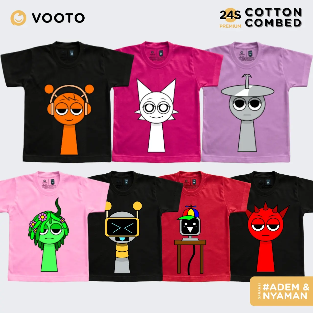 Baju Kaos T Shirt Fashion Distro Anak Perempuan Laki Laki Katun Usia 1 2 3 4 5 6 7 8 Tahun Motif spunky sprunki