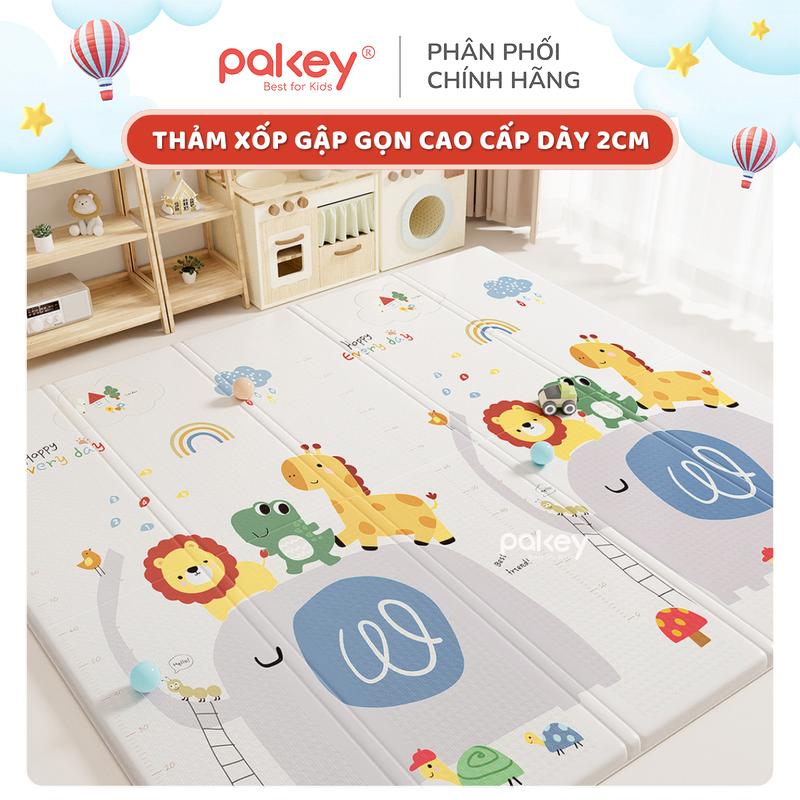 Thảm Xốp Gấp Gọn Cao Cấp Pakey Dày 2cm, Thảm Trải Sàn Cho Bé Tập Bò Tập Đi Chống Trơn Trượt An Toàn