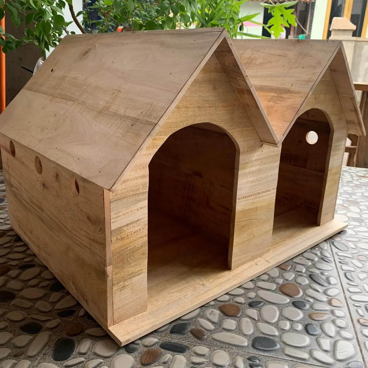Kandang Kucing dan Anjing Double Kayu Pilihan Terbaik - Tinggi 40cm, Lebar 60cm, Panjang 45cm