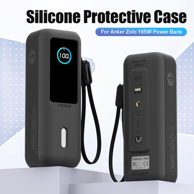 Ốp bảo vệ silicone SIKAI (dành cho pin dự phòng Anker Zolo 165W A1695), chống sốc, phần dưới có thể mở và rửa được, chống trượt, chống bụi, bề mặt da mềm, có lỗ vít 1/4 inch, phụ kiện bảo vệ