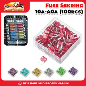 Fuse Sekring Mini Isi 100 Pcs Fuse Sekring Mini Kendaraan Berbagai Ukuran 10A-40A