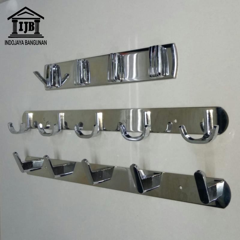Kapstok Stainless / Gantungan Baju Dinding Kamar Mandi Chrome 45 cm 3