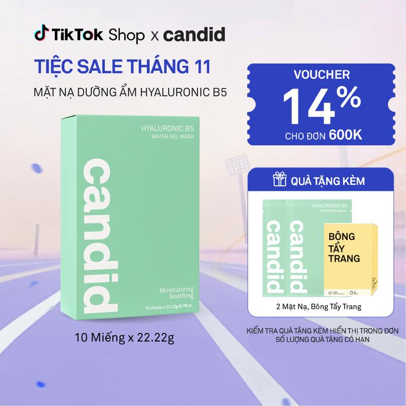 Mặt Nạ Dưỡng Ẩm Da Candid Hyaluronic B5 Water Gel Mask Hộp x 10 Miếng