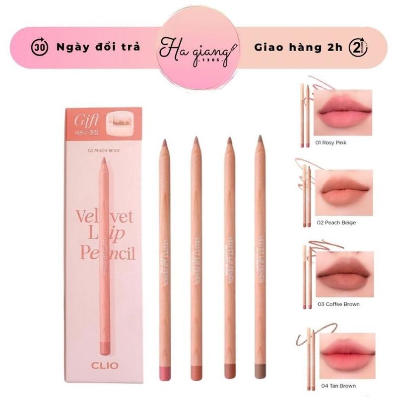 Chì Kẻ Viền Môi Clio Velvet Lip Pencil Kèm Gọt Chì (Màu 01, 02, 03)