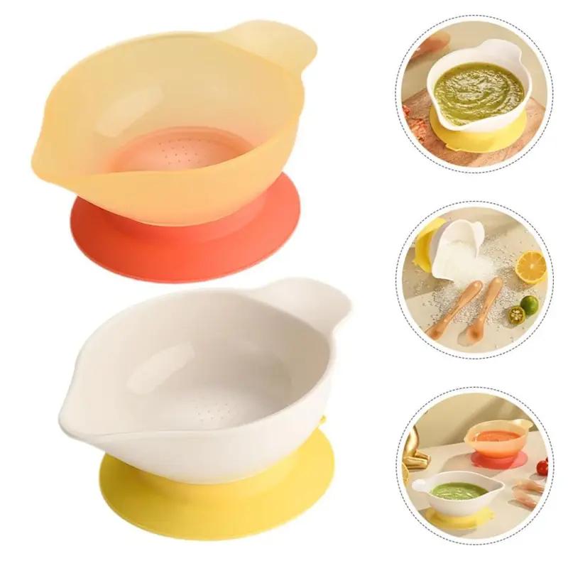 Bộ Bát Hút Cho Trẻ Em, Miệng Điểm, Cốc Hút Tích Hợp, Cấp Thực Phẩm, Chống Sốc, Thích Hợp Cho Trẻ Sơ Sinh, Bộ Đồ Ăn Tại Nhà, Bát Thức Ăn Cho Em Bé, Bát Mỏ Vịt 2