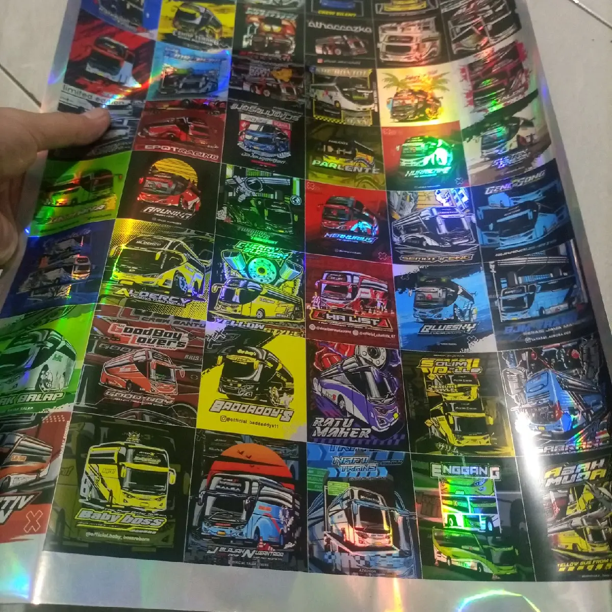 48 psc sticker hologram model kotak anti air/ sticker bus mania telolet viral binder bulu bulu Stiker Paper