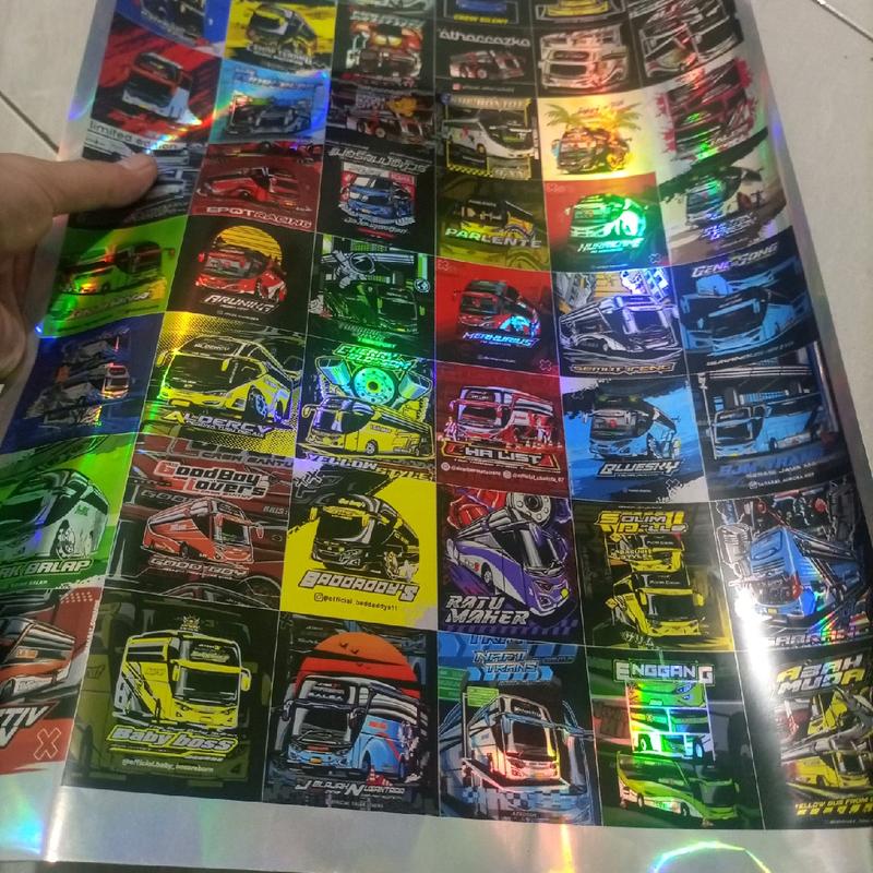48 psc sticker hologram model kotak anti air/ sticker bus mania - Shop ...