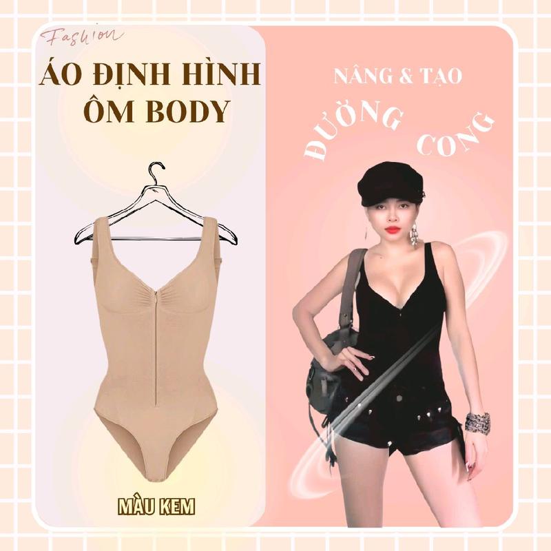 Seamless Sculpt Zip Front Brief Bodysuit - Áo Định Hình Body Da
