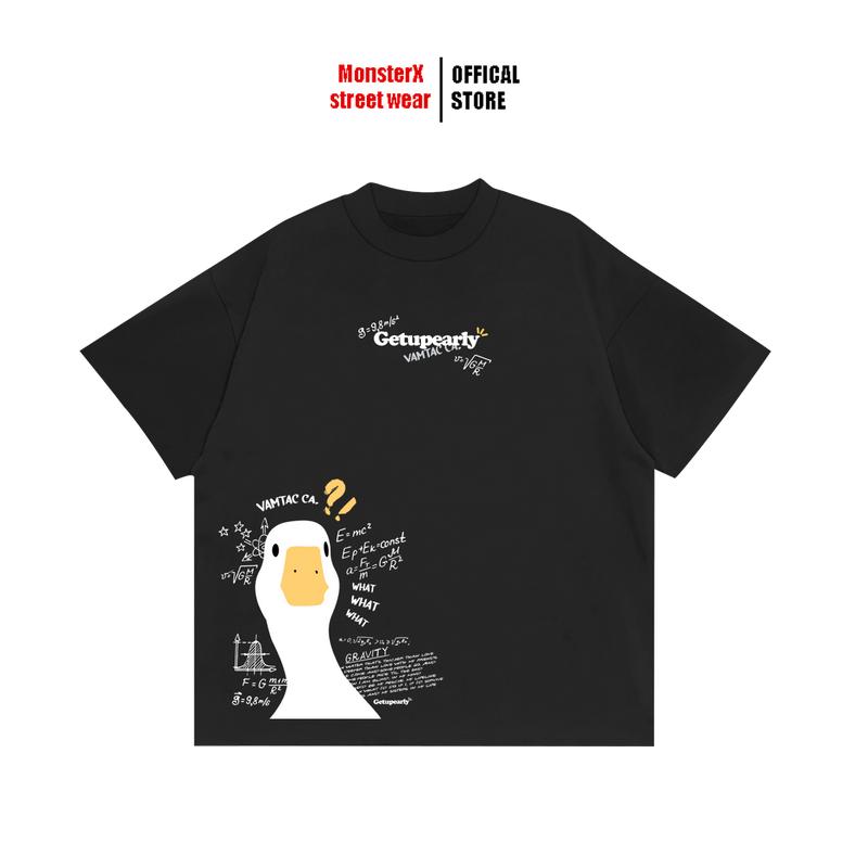 Monster X Street Áo thun tay lỡ Vịt toán cotton form rộng unisex nam nữ chất liệu co giãn vải mềm thoáng mát