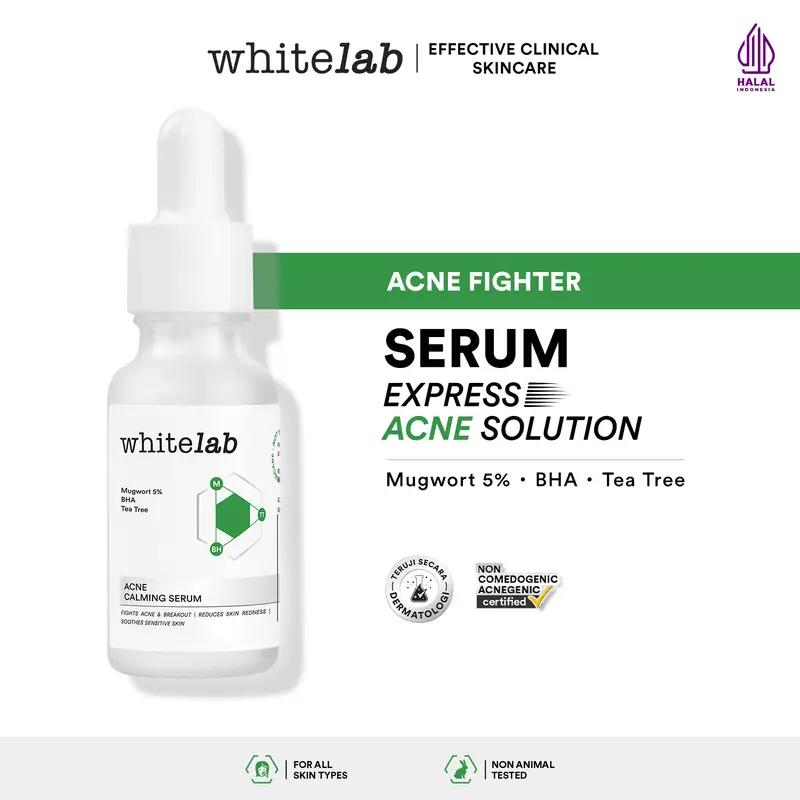 Whitelab Acne Calming Serum - Serum Untuk Kulit Jerawat, Bruntusan, Dan Berminyak Dengan Mugwort, BHA & Tea Tree [BPOM] Wajah Berjerawat 1