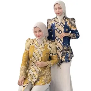 Atasan Batik Wanita Lengan Panjang Baju Batik kantor Blus Batik kerja motif zema