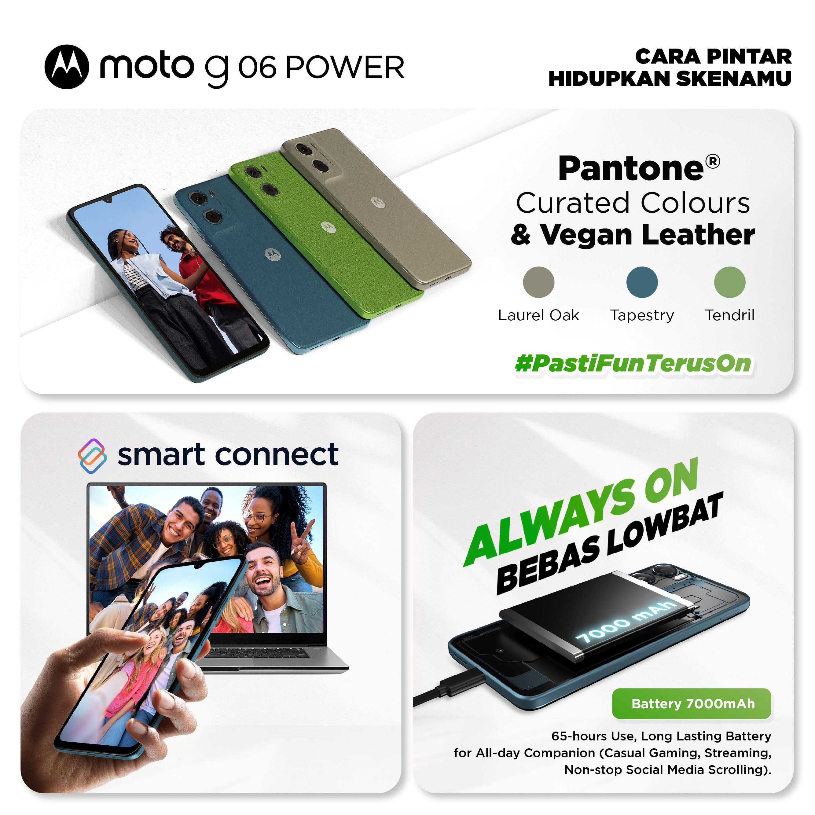 [Exclusive Bang Roy] Moto G06 Power 128GB RAMBoost 12GB - 6.88" - 7000mAh - 50MP Pro Mode - DolbyStereo - GorillaGlass3 IP64 - WaterTouch - NFC - Pantone Vegan Leather - Free Charger & Transparent Case