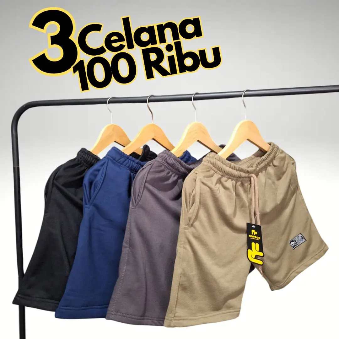 PAKET HEMAT 100rb dapat 3 celana Broadshort Premium Celana pendek cowok cewek bahan fleece tebal dan lembut Distro Abu Mocca