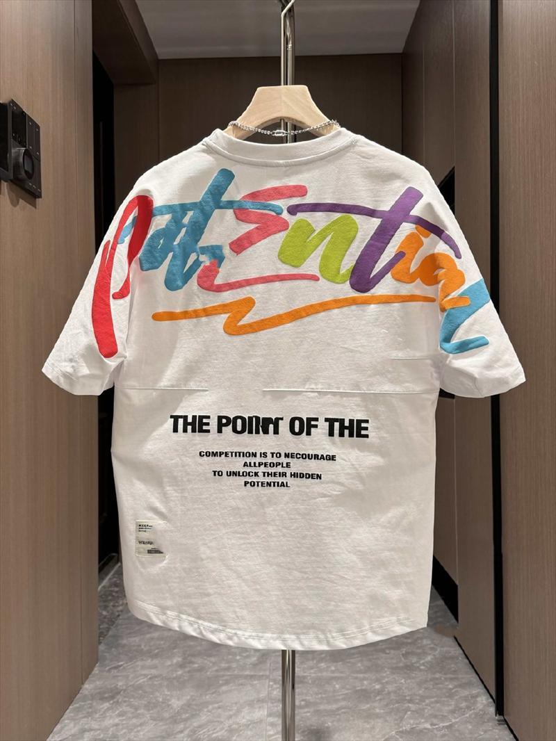 Product Introduction of NO.1 New Trendy Fashion Joker Loose Dovetail Base Men's Foam Embroidered Printed Couple Short Sleeve Casual Handsome Mature T-shirt 2