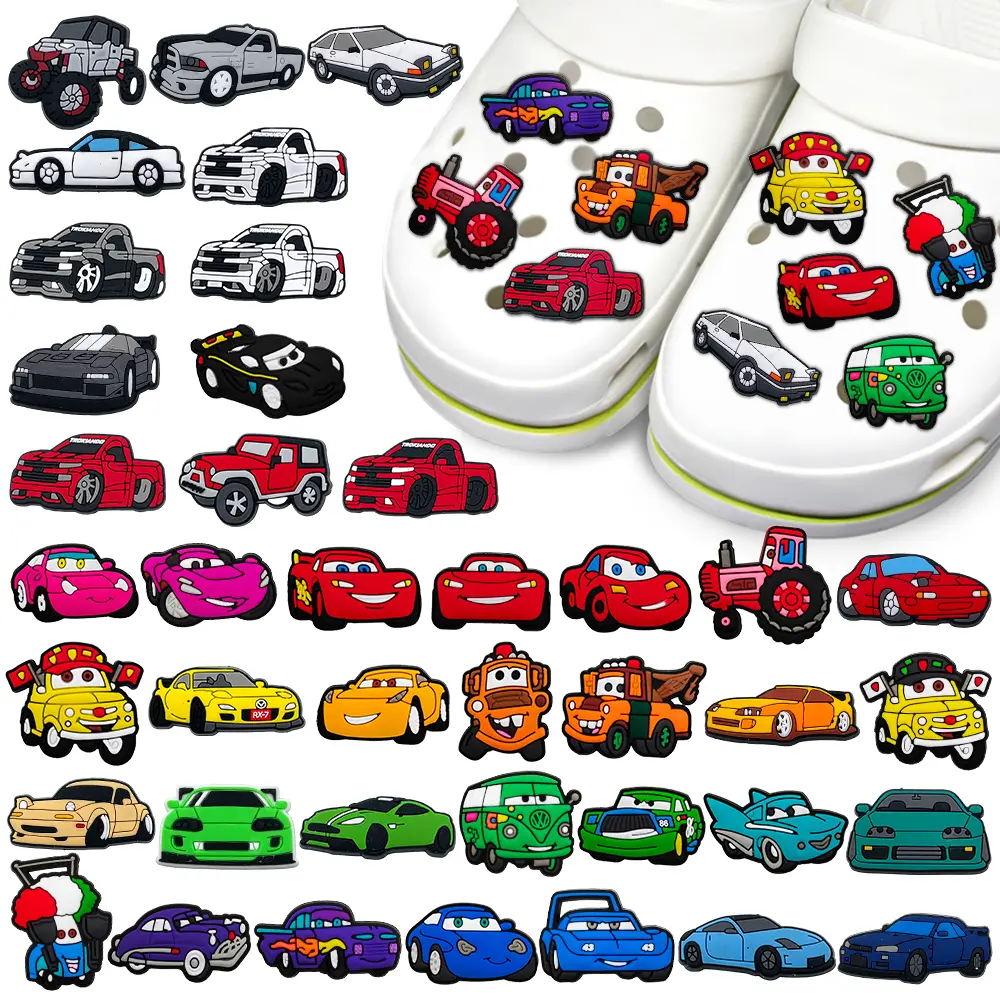 1 Buah Sandal Kendaraan Rekayasa DIY Seri Mobil Kartun Lucu Pin Menghias Sepatu Tempelan PVC Aksesoris Sepatu untuk Anak Laki-laki Pesta Hadiah Keren
